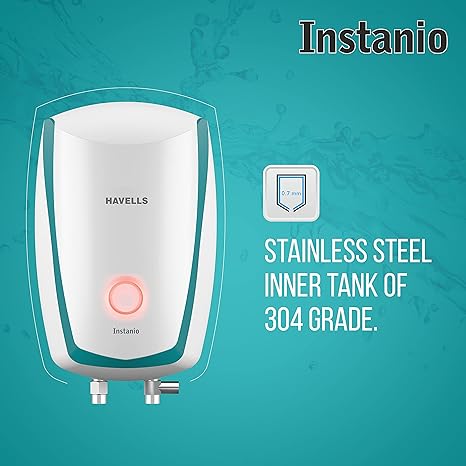 Havells Instanio 3-Litre 3KW Instant Wall Mounting Water Heater, White & Mustard