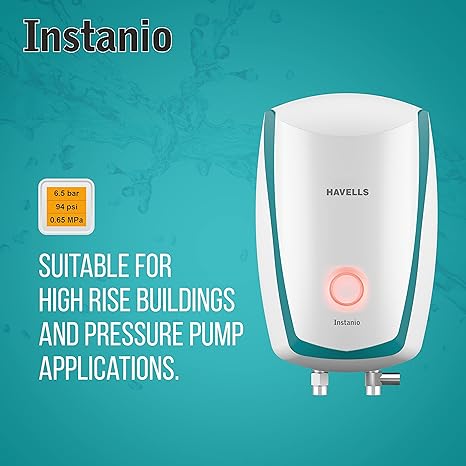 Havells Instanio 3-Litre 3KW Instant Wall Mounting Water Heater, White & Mustard