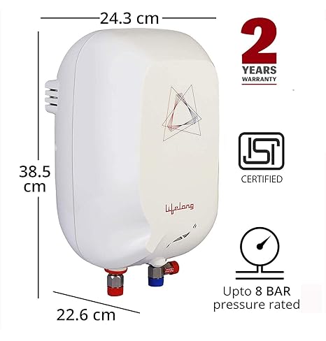 Lifelong LLWH106 Flash 3 Litres 3000W Instant Water Heater, Ivory