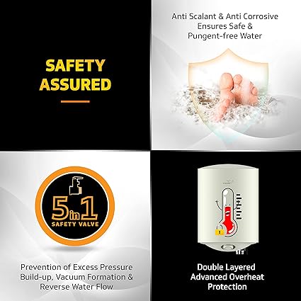 V-Guard Divino 5 Star Rated 15 Litre Storage Water Heater with Advanced Safety Features, White