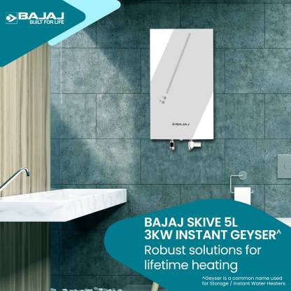Bajaj Skive 5 L Storage 5 Star Instant Water Geyser | White