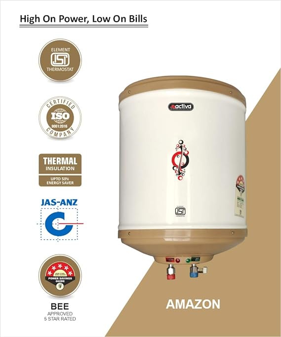 Activa Amazon 10 L Instant 3 KVA (0.8mm) Special Anti Rust Coated Tank Geyser | Ivory