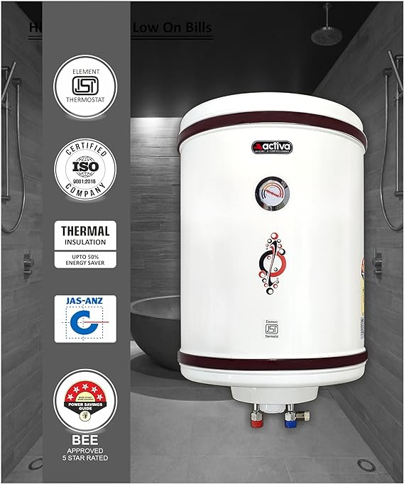 ACTIVA Storage 50 L 5 Stars (.8mm TANK) 2 KVA Geyser with Special Anti Rust Coating Metal Body | Ivory