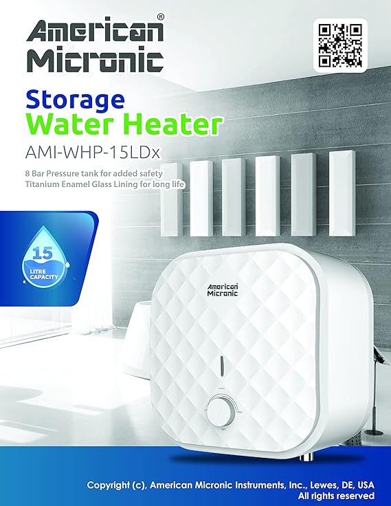 AMERICAN MICRONIC INSTRUMENTS Imported Water Heater 15 L AMI-WHP-15LDx | White