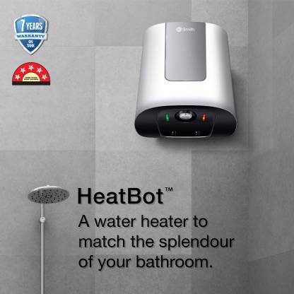 AO Smith HeatBot-SZS-015 - SILVER Storage 15 Litre 4 Star Vertical Water Heater Geyser | Silver