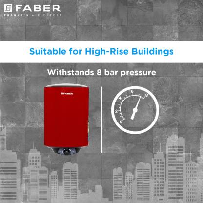 Faber Jazz 25 L Vertical Storage Water Heater 2000W 5 Star | Wine Red