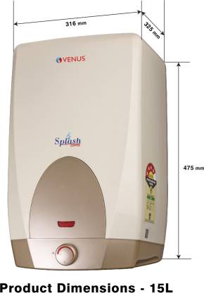Venus Splash Copper 15CU 4 Star 15 L Storage Water Heater | Ivory