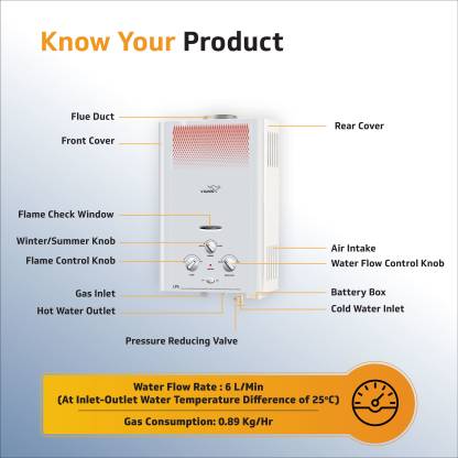 V-Guard Brio 6 L Gas Water Heater  Geyser