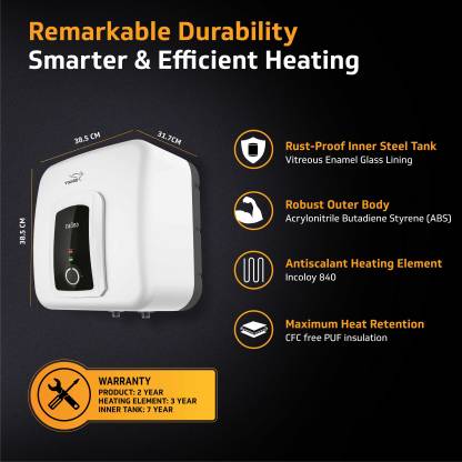 V-Guard Calino 15 L Storage 5 Star Water Heater | White