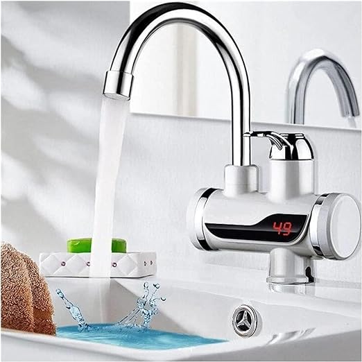 Instant-Electric-Water-Heater-Faucet-HOt-Tap-with-Shower-HOme-Kitchen-BathrOOm-LED-Temperature-Electric-Heating-Tankless-Water-Heaters-Wet-Area-Rugs-Cleaner | Steel