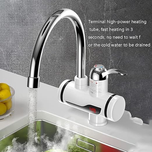 Instant-Electric-Water-Heater-Faucet-HOt-Tap-with-Shower-HOme-Kitchen-BathrOOm-LED-Temperature-Electric-Heating-Tankless-Water-Heaters-Wet-Area-Rugs-Cleaner | Steel