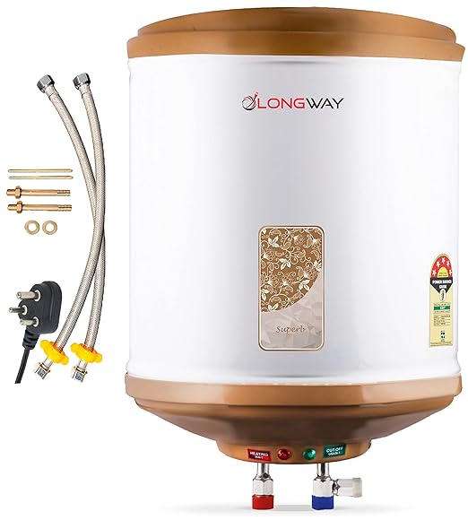 Longway Superb 10 ltr 3000Watt Automatic Instant Water Heater with Multiple Safety System &Anti-Rust Coating 5 Star Rated | Ivory