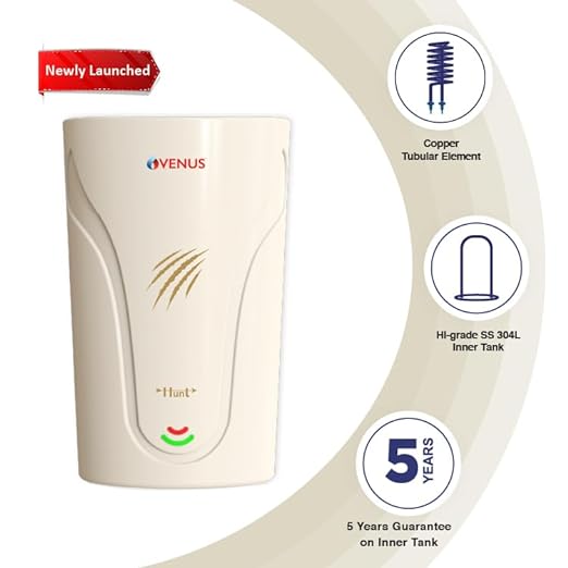 Venus Hunt 3H30 3 Litre 3000Watt Instant Water Heater High Grade SS Inner Tank | Ivory