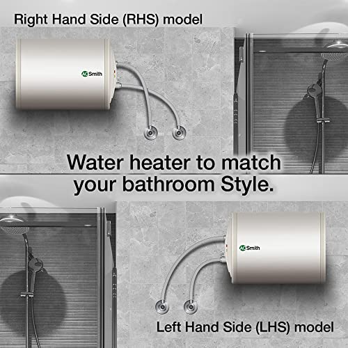 AO Smith HAS-X1-015-LHS Storage 15 Litre Horizontal Water Heater (Geyser) 2000 watt Rust-proof outer Body | White