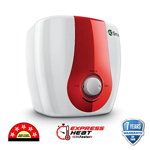 AO Smith SGS-GREEN-010 Storage 10 Litre 3KW Vertical Water Heater (Geyser) Express Heat 5 Star | White
