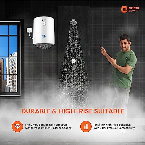 Orient Electric Enamour Classic Neo 10 L Storage Water Heater Ultra Diamond Glassline Coated Tank 5 Star | White