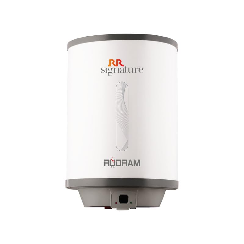 RR Signature Rudram 15L Water Heater for Home Storage Geyser with Whirflow Technology 100% Copper Heating Element | White