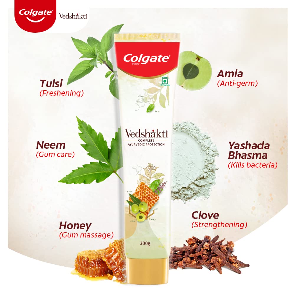 Colgate Swarna Vedshakti Ayurvedic Toothpaste with anti-germ propertiesm (Saver Pack)