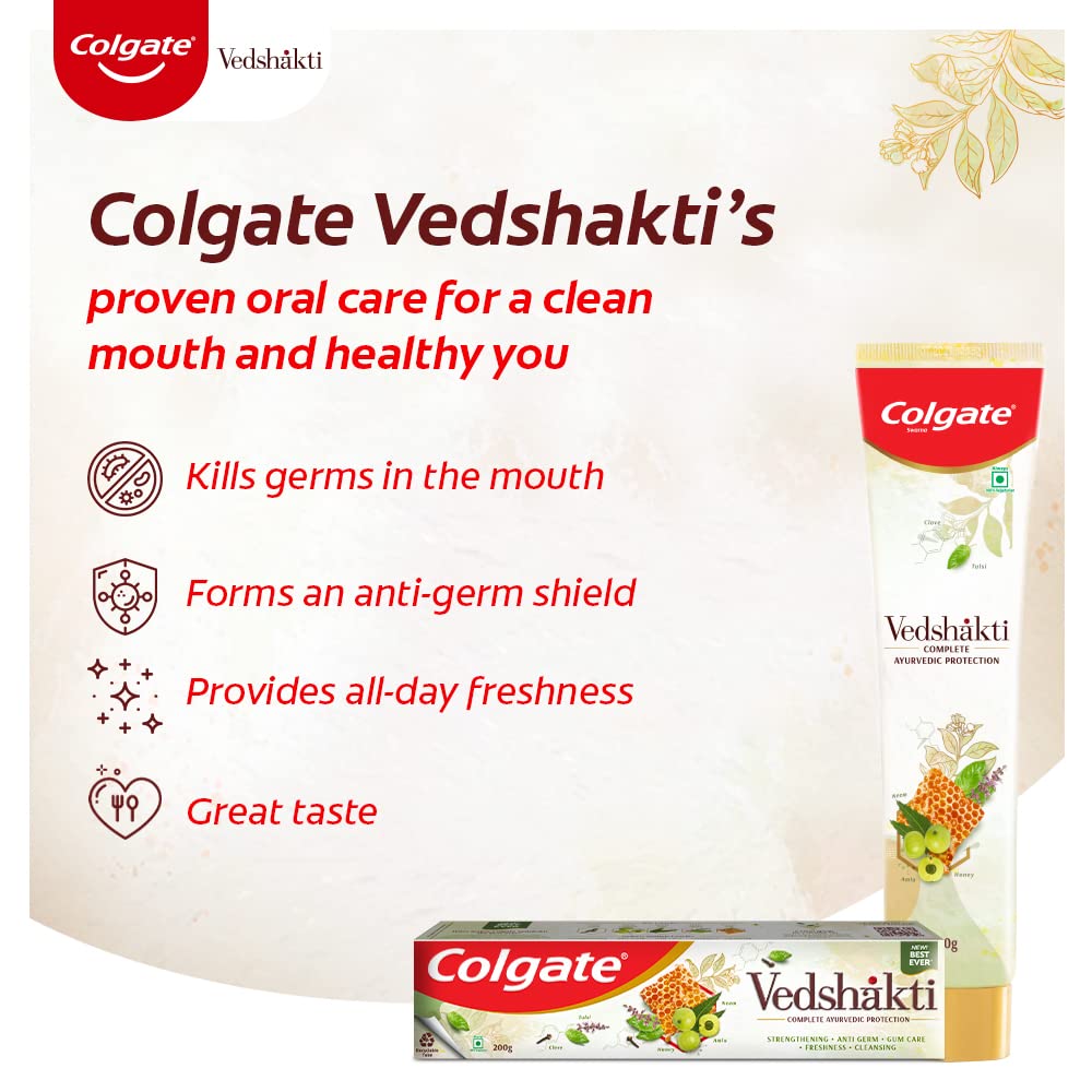 Colgate Swarna Vedshakti Ayurvedic Toothpaste with anti-germ propertiesm (Saver Pack)
