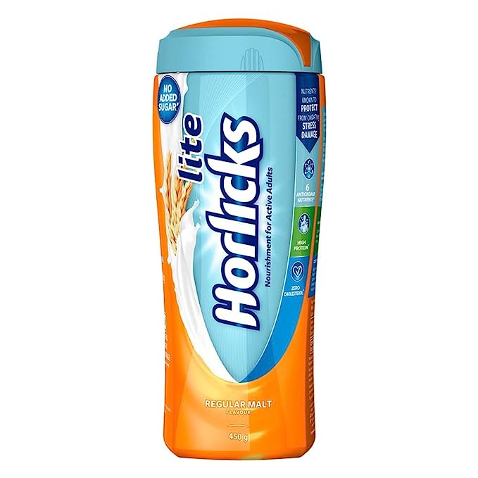 Horlicks Lite, Health and Nutrition drink, Regular Maltm Pet Jar, No Added Sugar