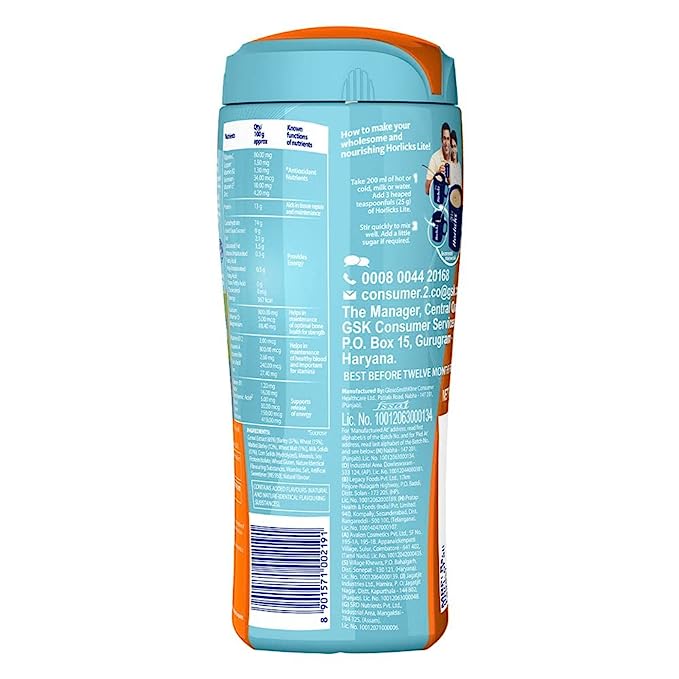 Horlicks Lite, Health and Nutrition drink, Regular Maltm Pet Jar, No Added Sugar