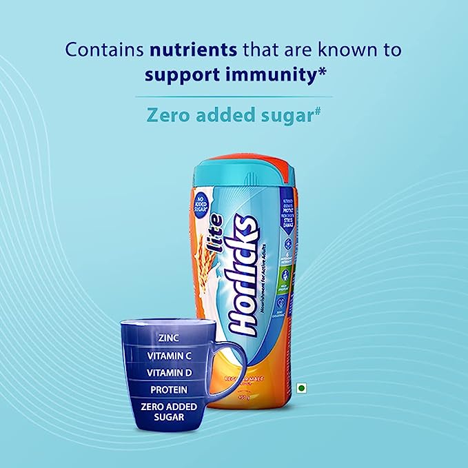 Horlicks Lite, Health and Nutrition drink, Regular Maltm Pet Jar, No Added Sugar