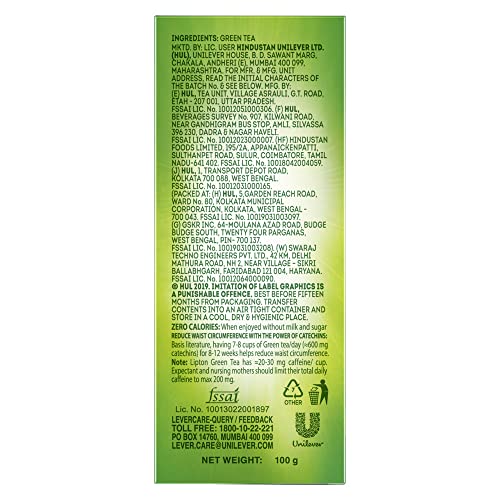 Lipton Pure and Light Green Tea, Loose Green Team