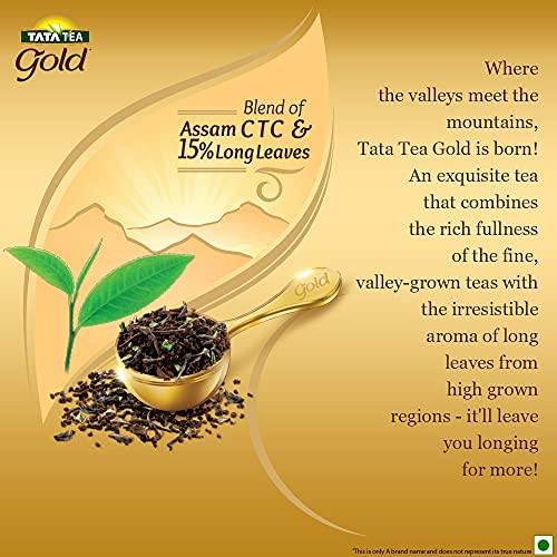 Tata Tea Gold, Assam teas with Gently Rolled Aromatic Long Leaves, Rich & Aromatic Chai, Black Tea