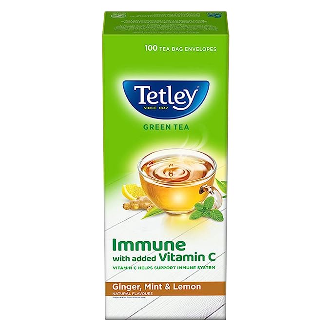 Tetley Green Tea Bags - Ginger - Mint and Lemon