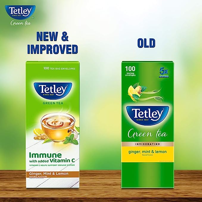 Tetley Green Tea Bags - Ginger - Mint and Lemon