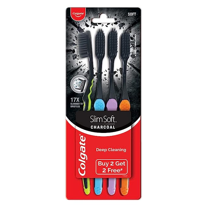 Colgate Slim Soft Charcoal Toothbrush (Pack of 4)