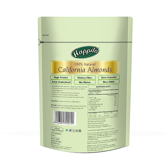 Happilo 100% Natural Premium California Almonds Pouch
