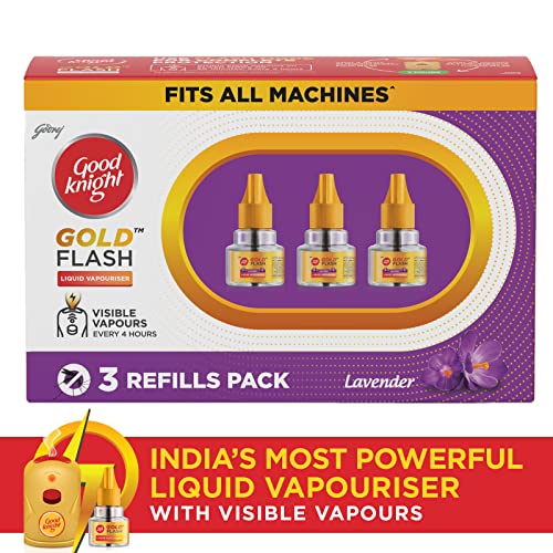 Good knight Gold Flash Liquid Vapourizer - Lavender Fragrance, Pack of 3 (45ml each)