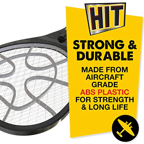 HIT Anti Mosquito Racquet Rechargeable Insect Killer Bat with LED Light, Black