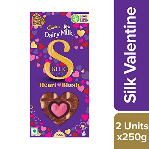 Cadbury Dairy Milk Silk Valentine Heart Blush Chocolate Bar, 500gm (Pack of 2x250g)