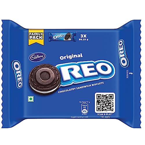 Cadbury Oreo Vanilla flavour Cookie Sandwich Cream Biscuit Family pack, 288gm (Pack of 3)