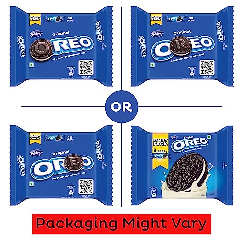 Cadbury Oreo Vanilla flavour Cookie Sandwich Cream Biscuit Family pack, 288gm (Pack of 3)