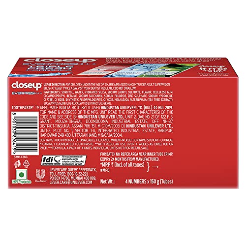 Closeup Toothpaste Indias No 1 Gel Toothpaste (Pack of 4)