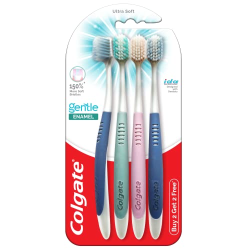 Colgate Gentle Enamel Ultra Soft Bristles Manual Toothbrush for adults (Pack of 4)