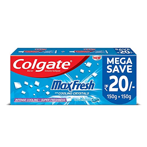 Colgate MaxFresh Toothpaste Blue Gel Peppermint Ice, 300g (Pack of 2)