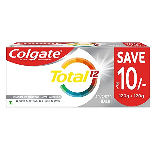 Colgate Total Whole Mouth Health, Antibacterial Cavity Protection Toothpaste Advanced Health, 240g (Pack of 2)