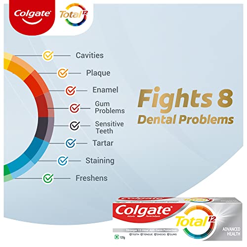 Colgate Total Whole Mouth Health, Antibacterial Cavity Protection Toothpaste Advanced Health, 240g (Pack of 2)