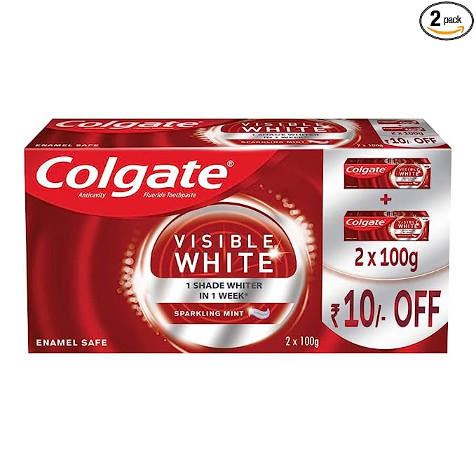 Colgate Visible White Teeth Whitening Toothpaste, 200gm (Pack of 2)
