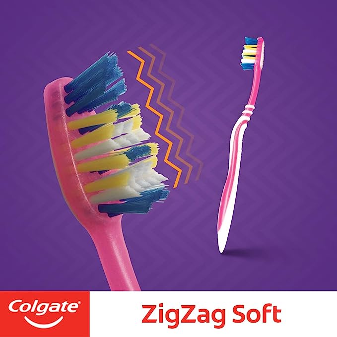 Colgate ZigZag Manual Toothbrush for adults Medium Multicolour Soft Tooth Brush (Pack of 6)
