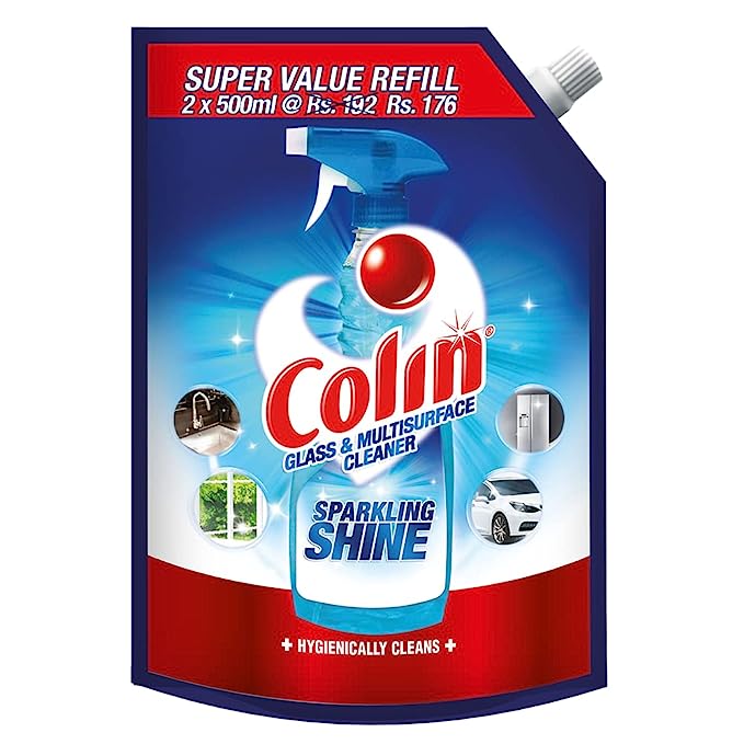 Colin Glass and Surface Cleaner Liquid Spray, Regular, 1L (Pack of 2)