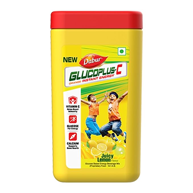 Dabur GlucoPlus-C Instant Energy Glucose Juicy & Tasty Lemon Flavour Jar