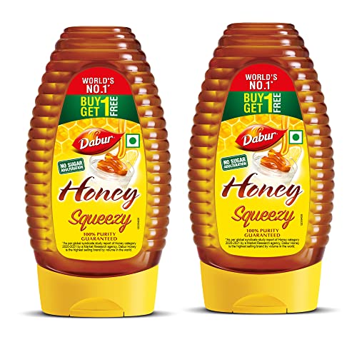Dabur Honey 100% Pure Worlds No1 Honey Brand with No Sugar Adulteration , Squeezy Pack