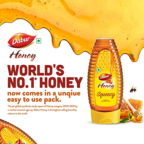 Dabur Honey 100% Pure Worlds No1 Honey Brand with No Sugar Adulteration , Squeezy Pack