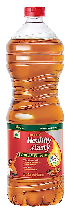 Emami Healthy and Tasty Kachi Ghani Mustard Oil Bottle