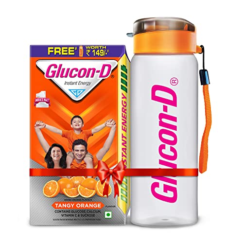 Glucon-D Instant Energy Health Drink Tangy Orange with free bottle